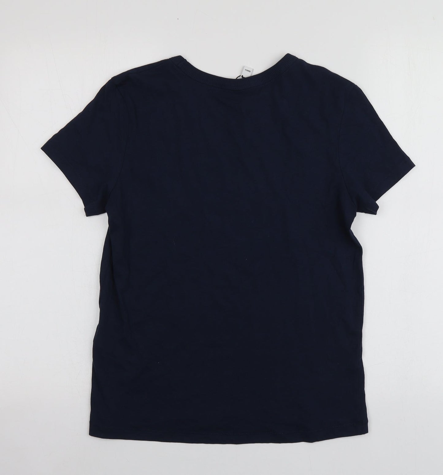Jdy Womens Blue Geometric Cotton Basic T-Shirt Size S Round Neck