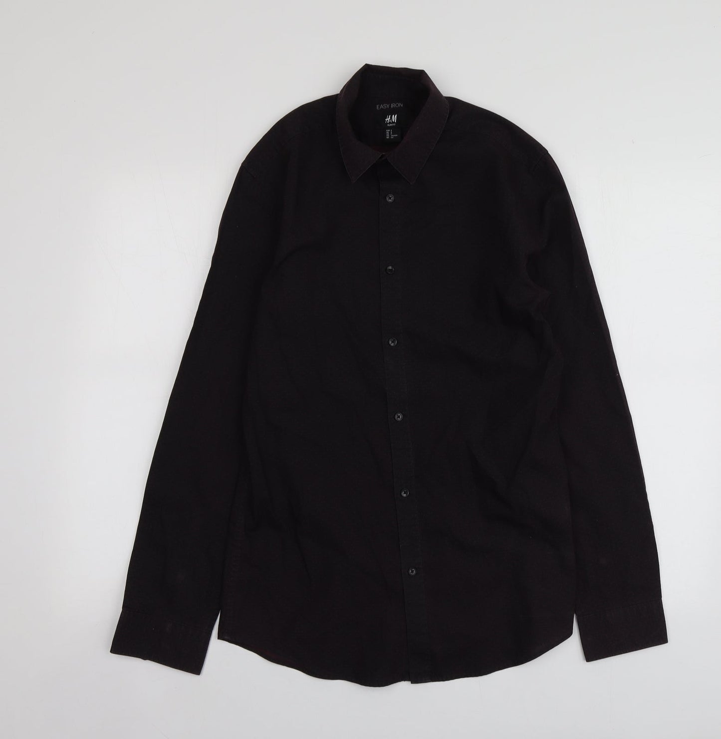 H&M Mens Purple Geometric Polyester  Button-Up Size S Collared