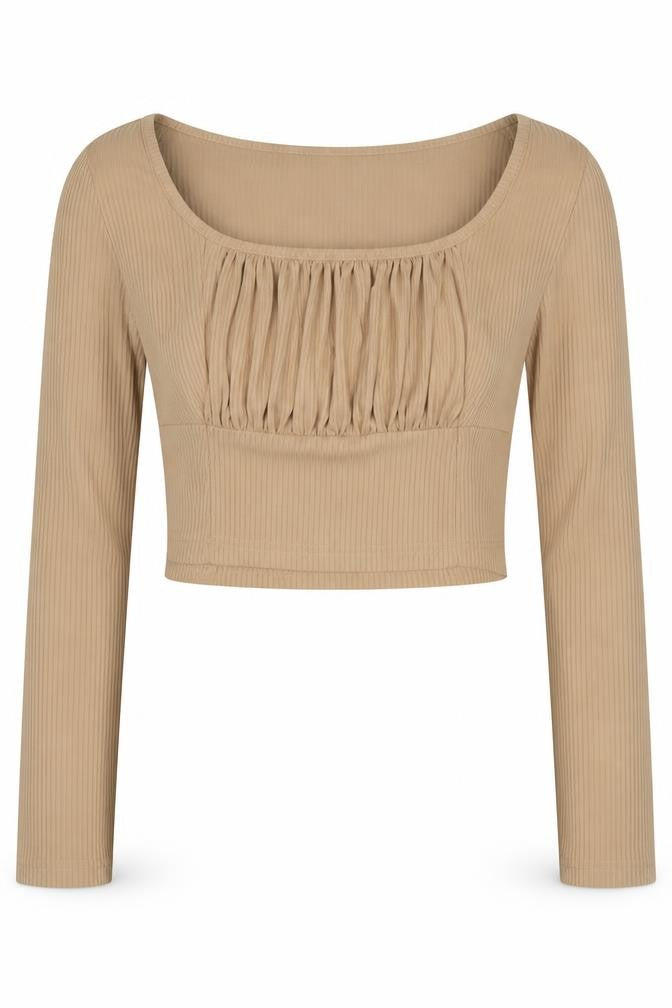 SheIn Womens Beige  Polyester Basic T-Shirt Size M Round Neck