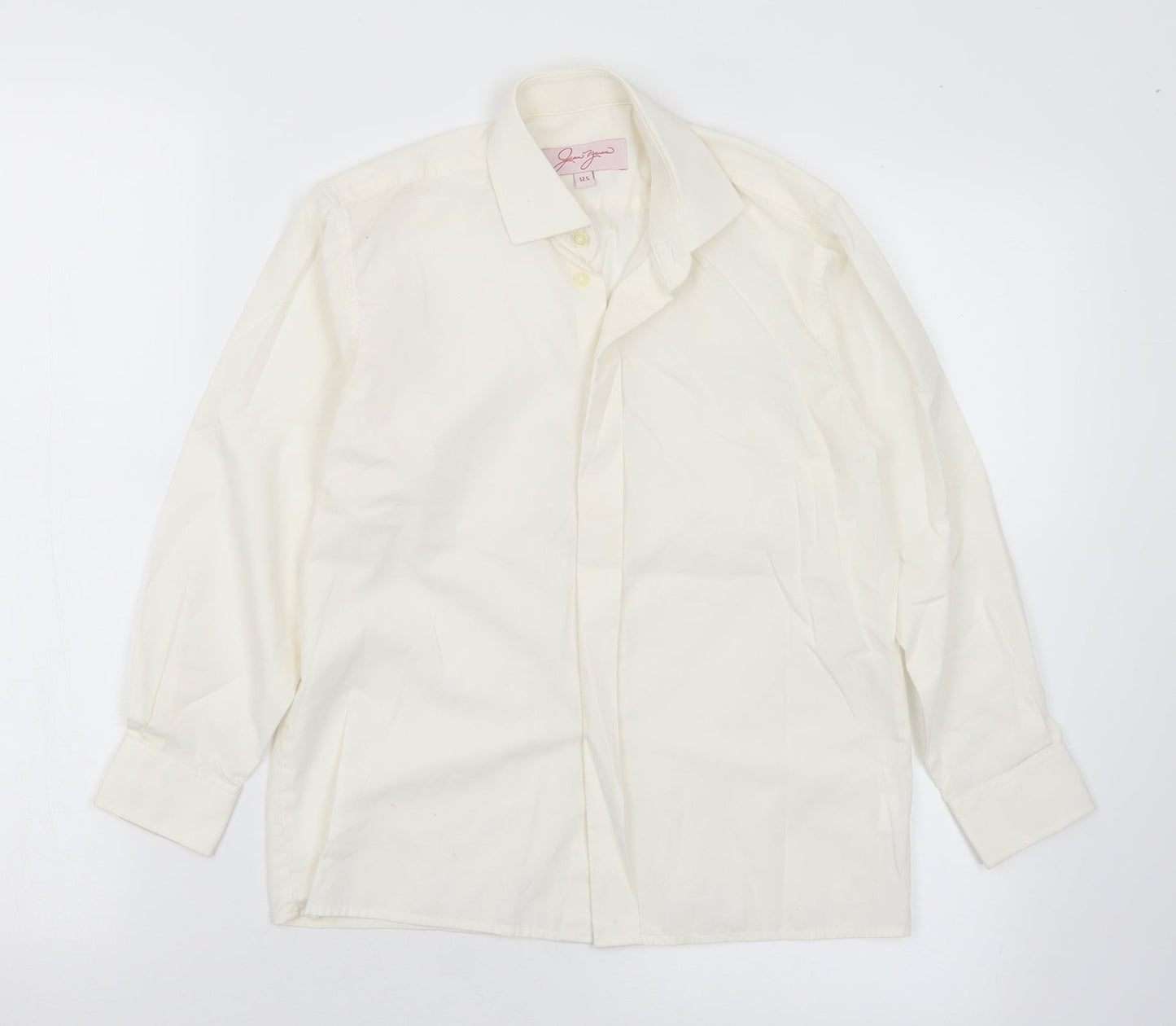 Jean Yves Boys Ivory  Polyester Basic Button-Up One Size Collared Button - Collar Size 12.5
