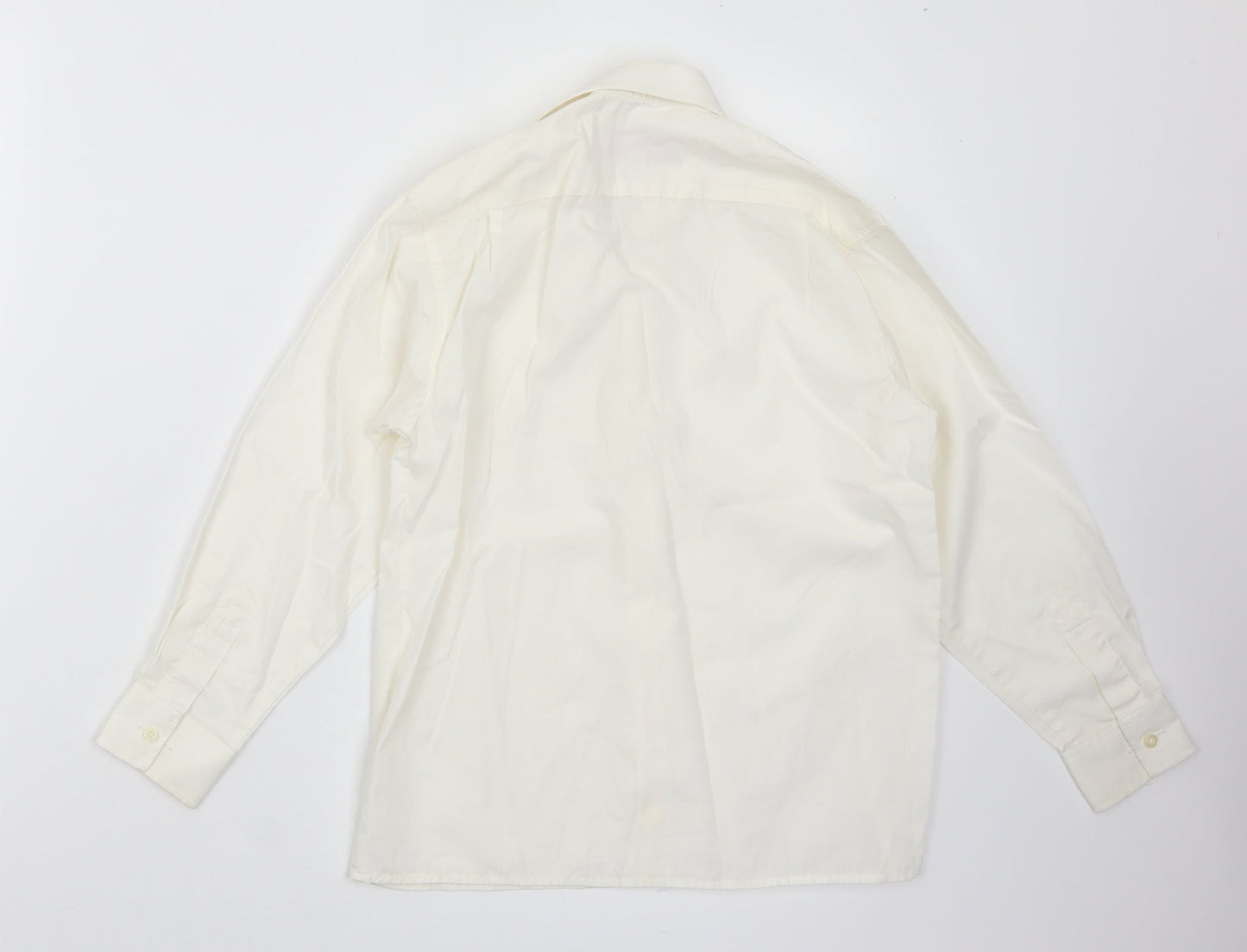 Jean Yves Boys Ivory  Polyester Basic Button-Up One Size Collared Button - Collar Size 12.5