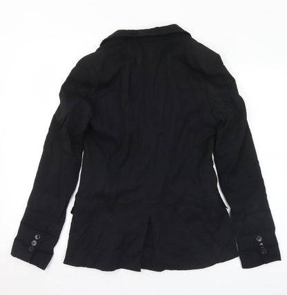 H&M Womens Black  Polyester Jacket Suit Jacket Size 10