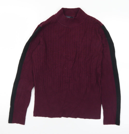 Marks and Spencer Womens Purple Mock Neck  Viscose Pullover Jumper Size 12