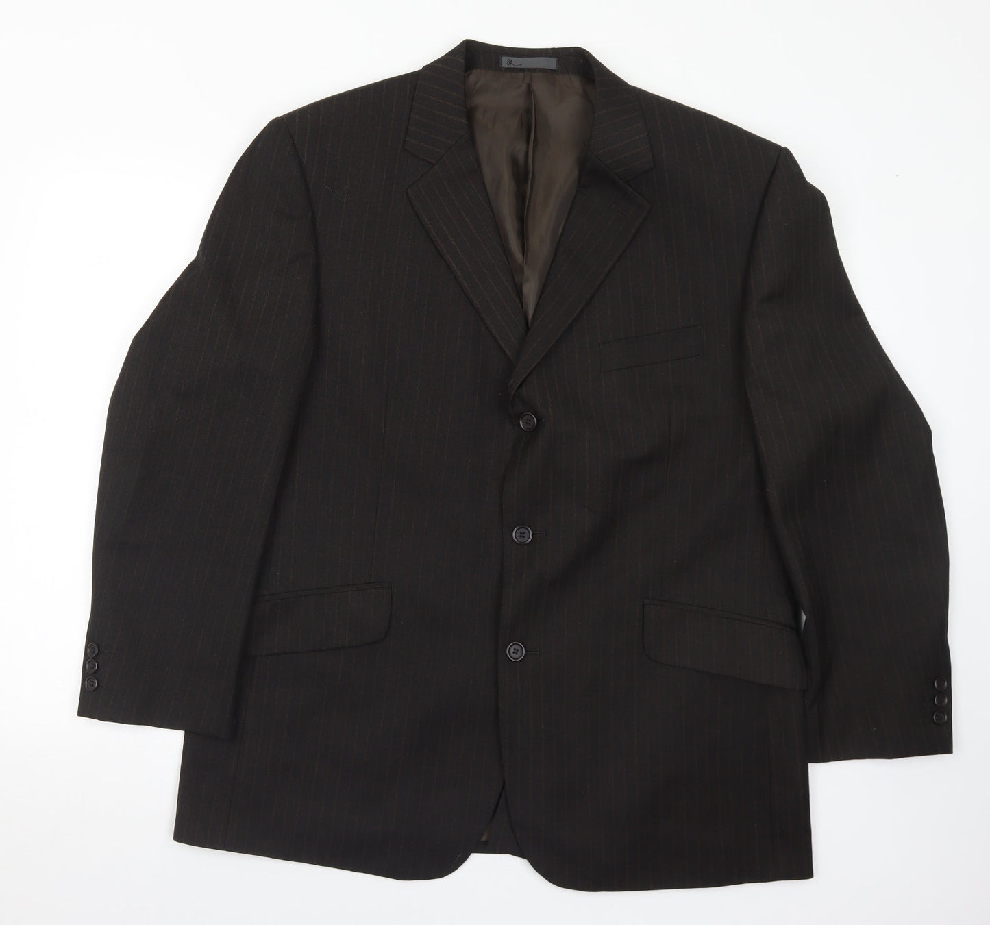 BHS Mens Brown Striped Polyester Jacket Suit Jacket Size 44