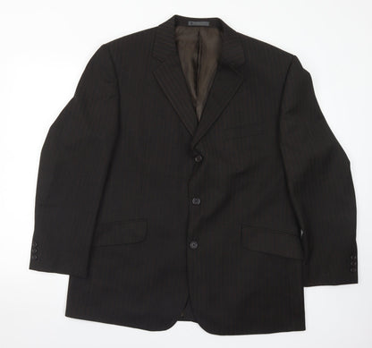 BHS Mens Brown Striped Polyester Jacket Suit Jacket Size 44