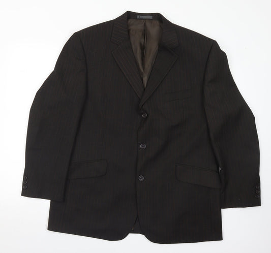 BHS Mens Brown Striped Polyester Jacket Suit Jacket Size 44
