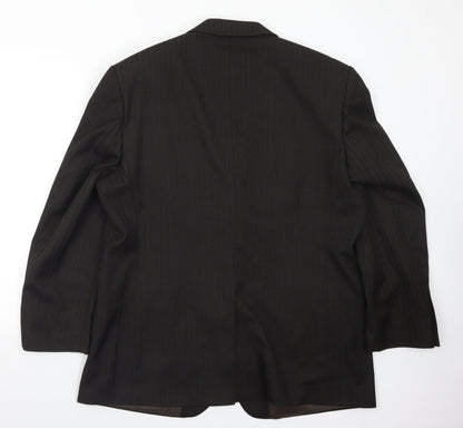 BHS Mens Brown Striped Polyester Jacket Suit Jacket Size 44