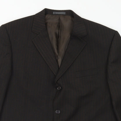 BHS Mens Brown Striped Polyester Jacket Suit Jacket Size 44