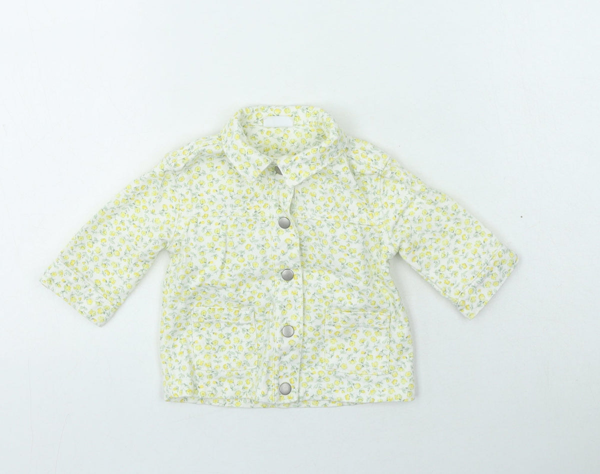 F&F Girls Yellow Floral  Jacket  Size 0-3 Months