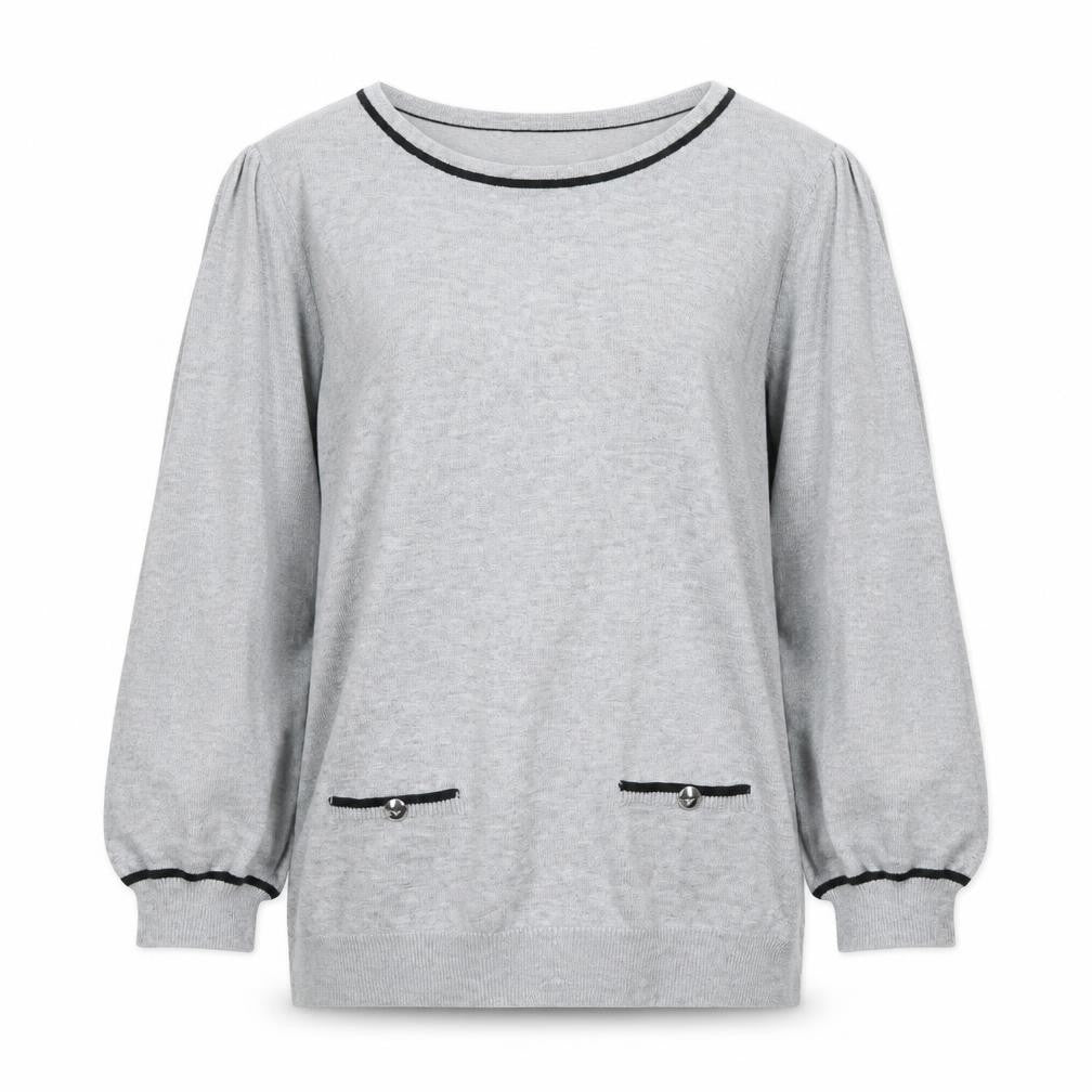 BHS Womens Grey Round Neck  Viscose Henley Jumper Size 8