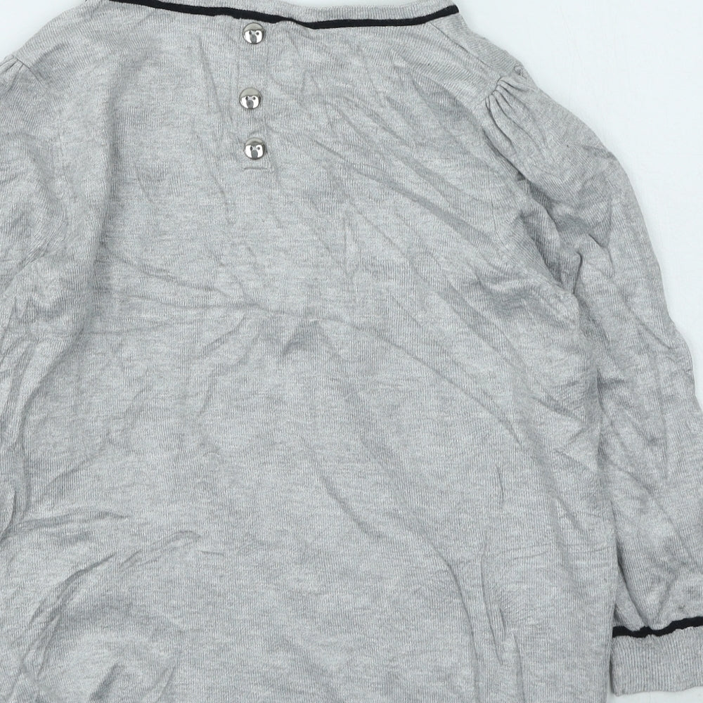 BHS Womens Grey Round Neck  Viscose Henley Jumper Size 8