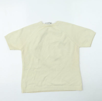 BHS Womens Beige Round Neck Cotton Pullover Jumper Size 12