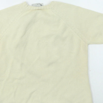BHS Womens Beige Round Neck Cotton Pullover Jumper Size 12