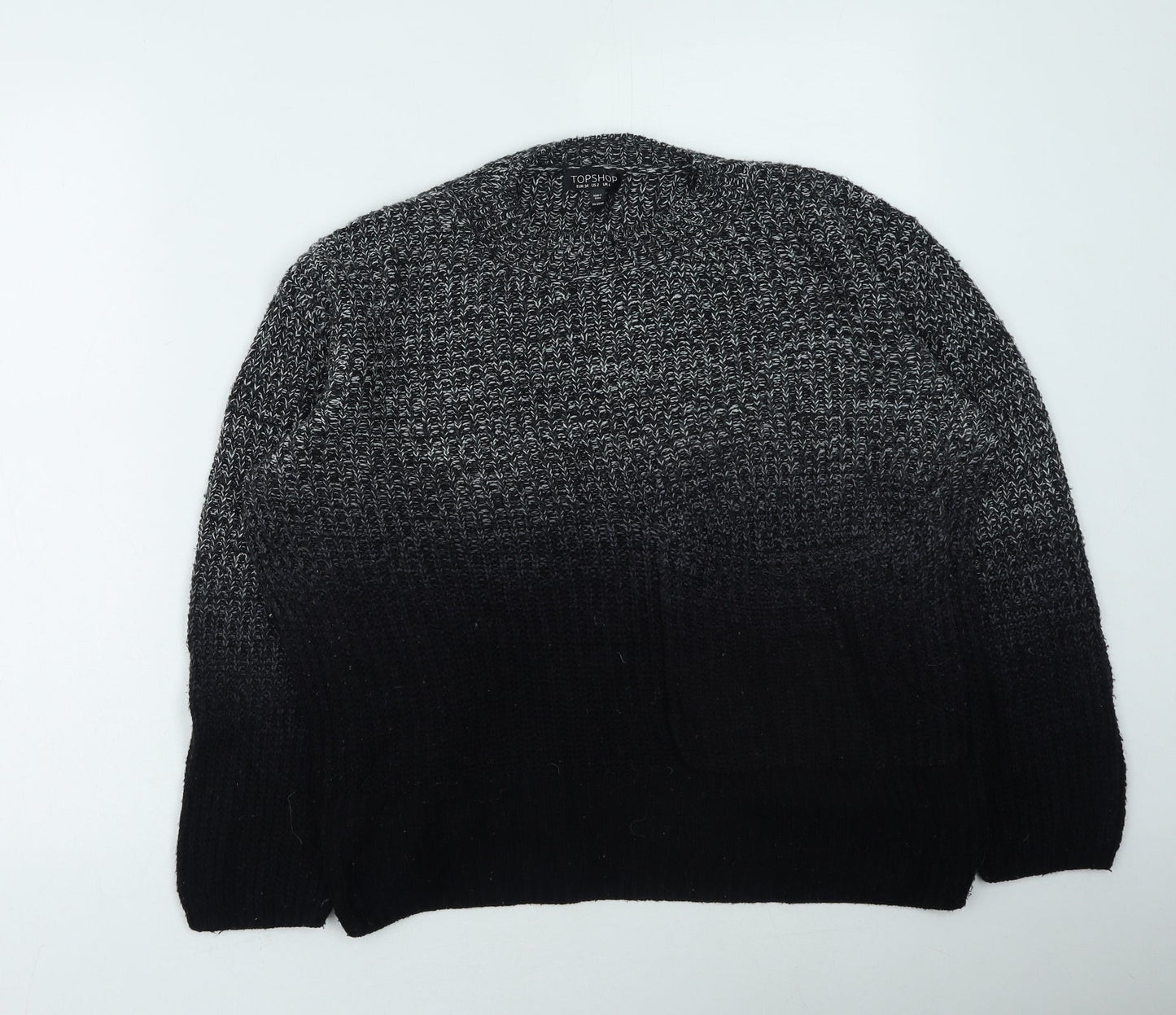 Topshop Womens Black Round Neck Acrylic Pullover Jumper Size 6
