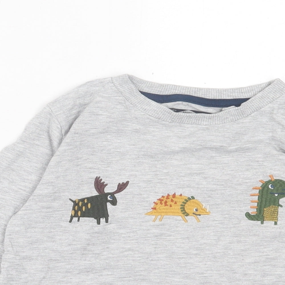NEXT Boys Grey  Cotton Basic Casual Size 2-3 Years Crew Neck Pullover