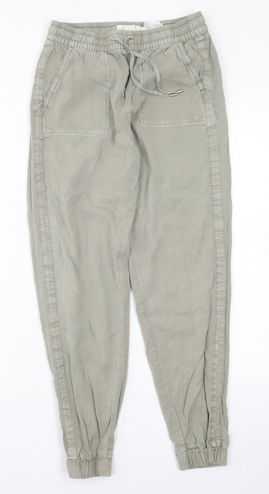 H&M Womens Green  Viscose Trousers  Size 6 L27 in Regular Tie
