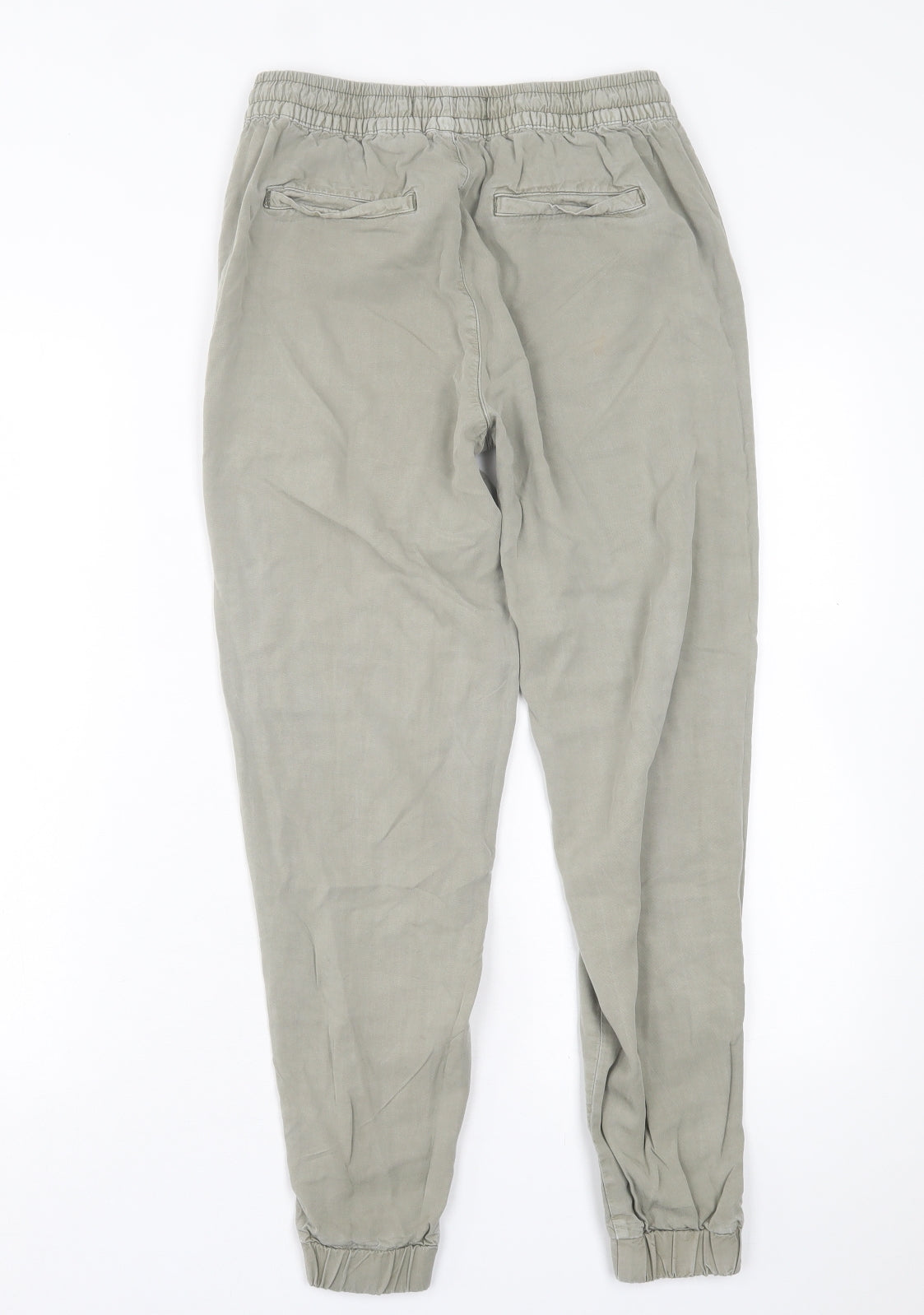 H&M Womens Green  Viscose Trousers  Size 6 L27 in Regular Tie