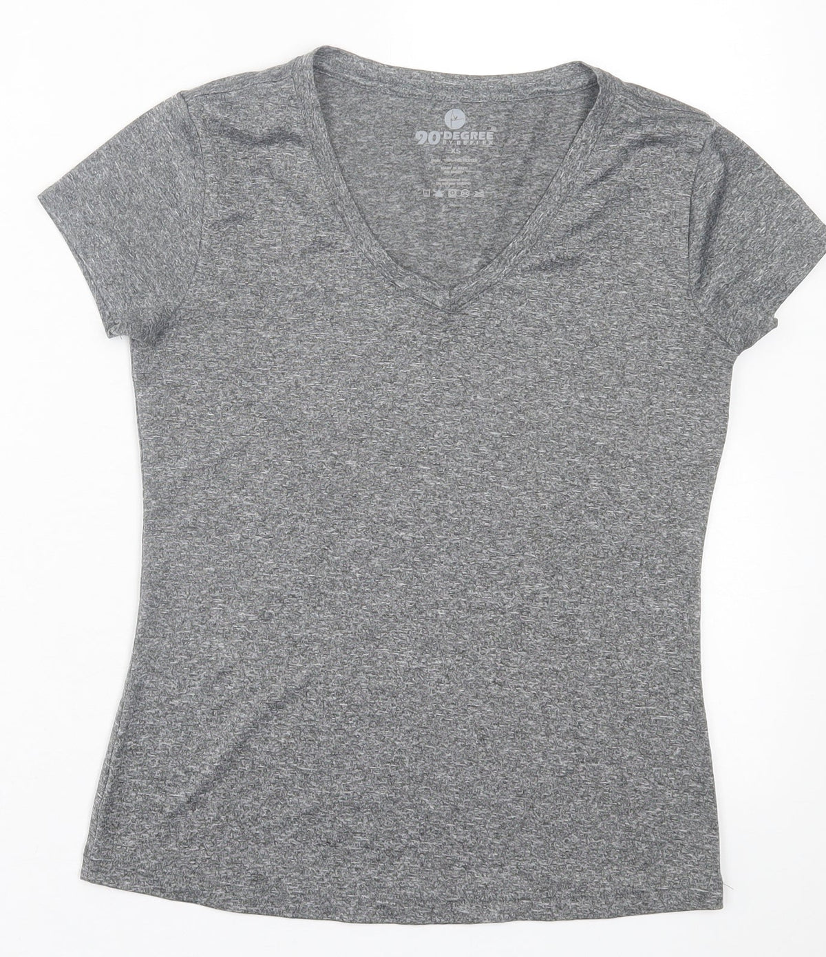 Preloved 90 Degree Womens Grey  Polyester Basic T-Shirt Size XS V-Neck Pullover - Front