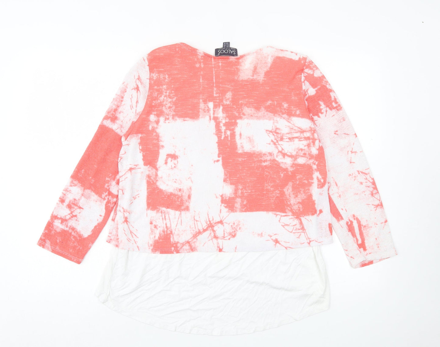 Saloos Womens Red Crew Neck Geometric Polyester Pullover Jumper Size 10