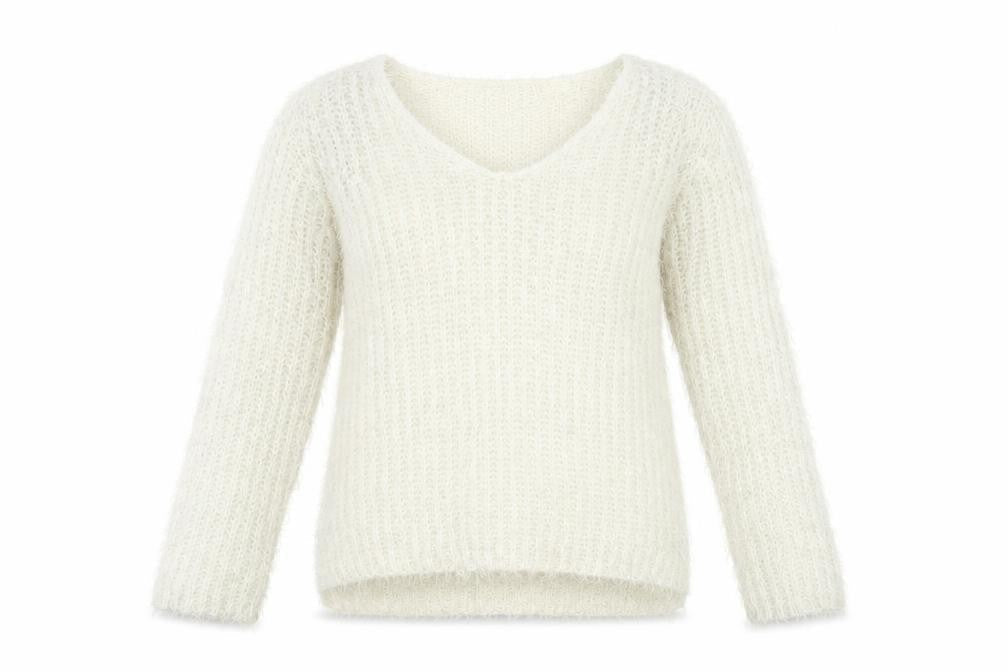 New Look Womens Ivory Boat Neck  Acrylic Pullover Jumper Size M