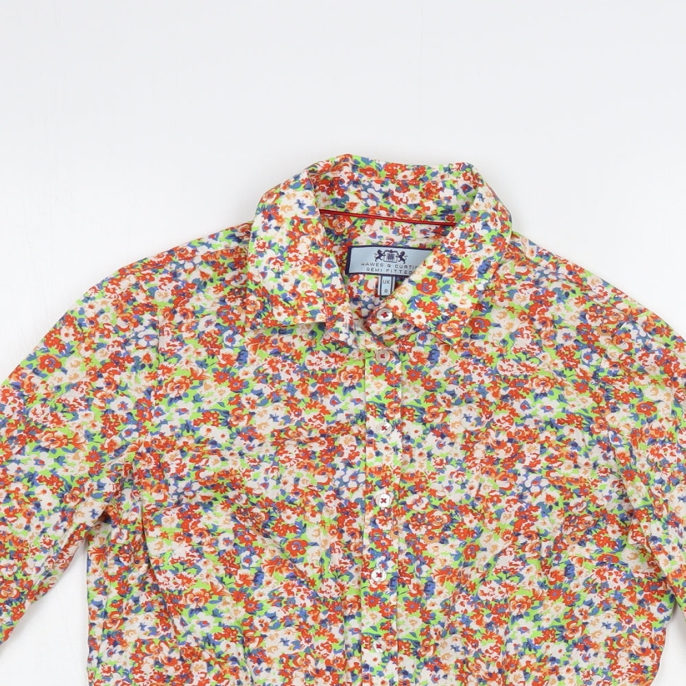 Hawes & Curtis Womens Multicoloured Floral Cotton Basic Button-Up Size 8 Collared