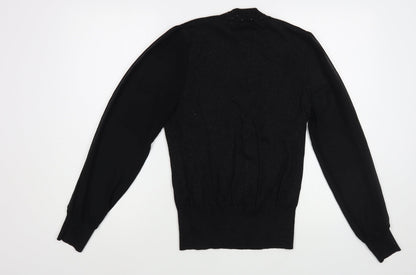 Oasis Womens Black  Cotton Basic Blouse Size M Mock Neck - Embelished Neckline