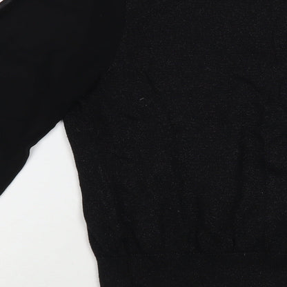 Oasis Womens Black  Cotton Basic Blouse Size M Mock Neck - Embelished Neckline