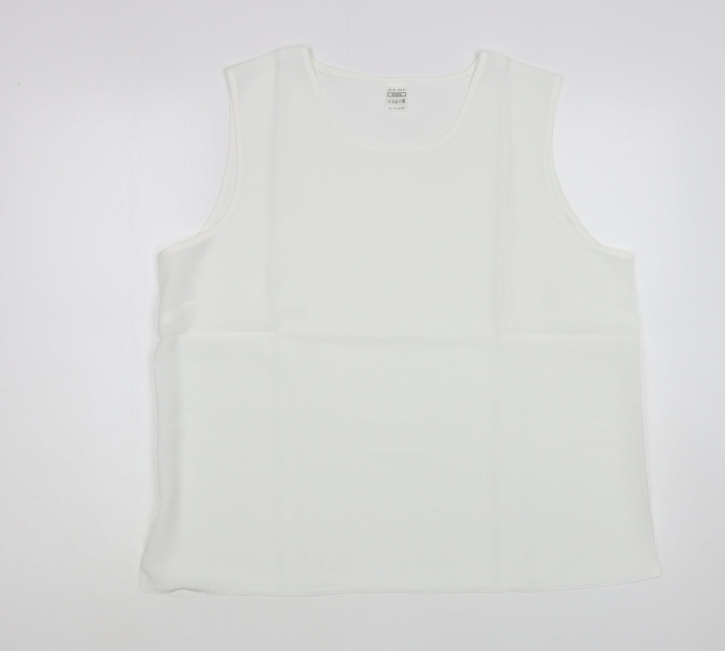 Preworn Womens White  Polyester Basic Tank Size 18 Scoop Neck