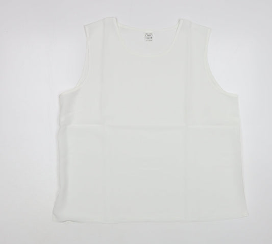 Preworn Womens White  Polyester Basic Tank Size 18 Scoop Neck
