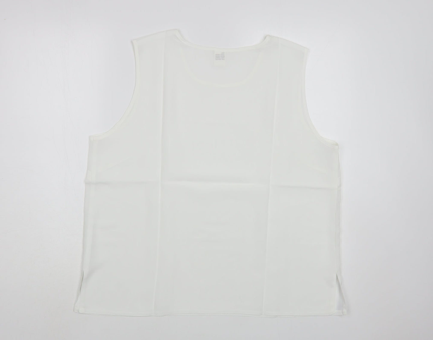 Preworn Womens White  Polyester Basic Tank Size 18 Scoop Neck