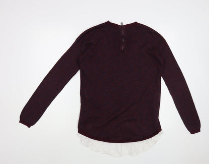 Next Womens Purple Crew Neck  Cotton Pullover Jumper Size 12