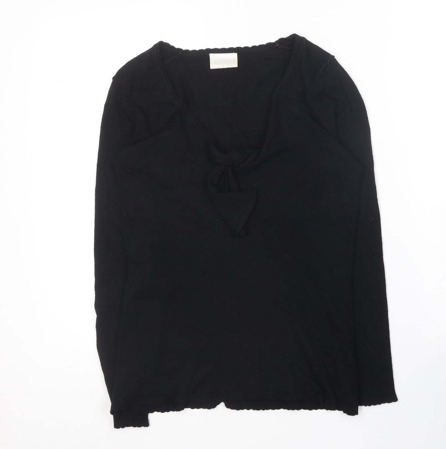 Off Shoot Womens Black V-Neck  Rayon Pullover Jumper Size S