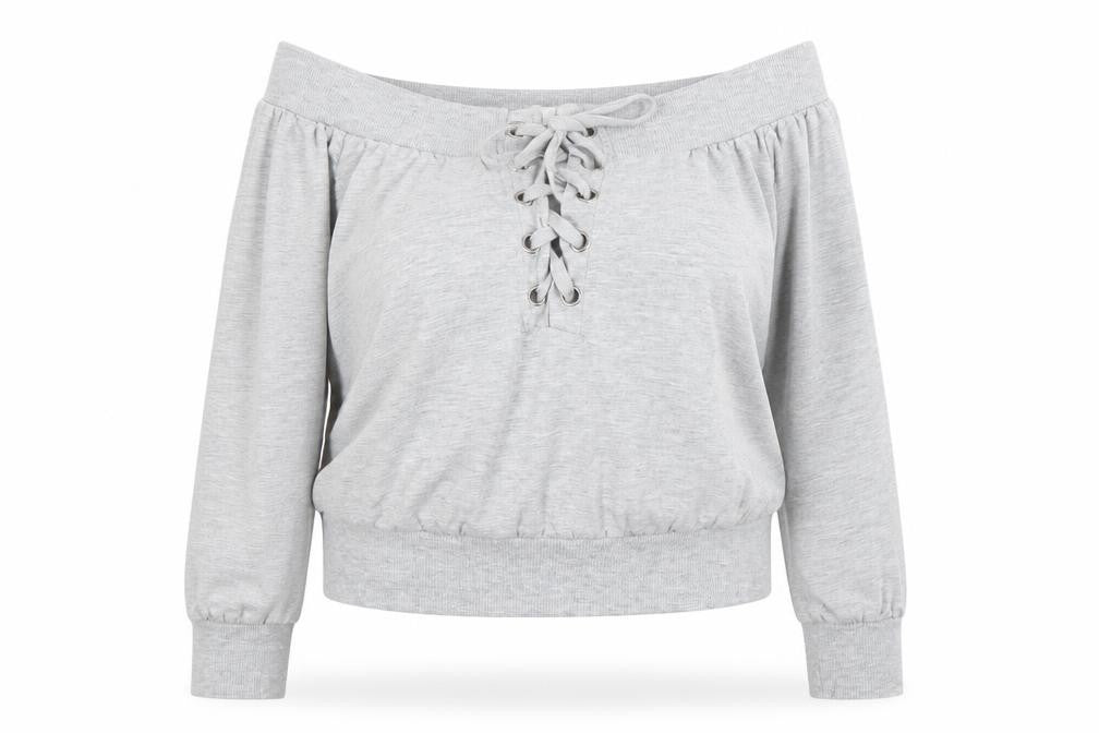 Liangdoods Womens Grey Boat Neck  Cotton Pullover Jumper Size XL