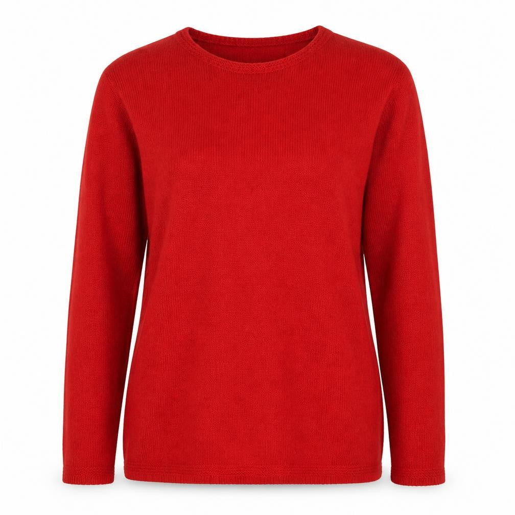 Designs Essesntials Womens Red Round Neck  Acrylic Pullover Jumper Size 10