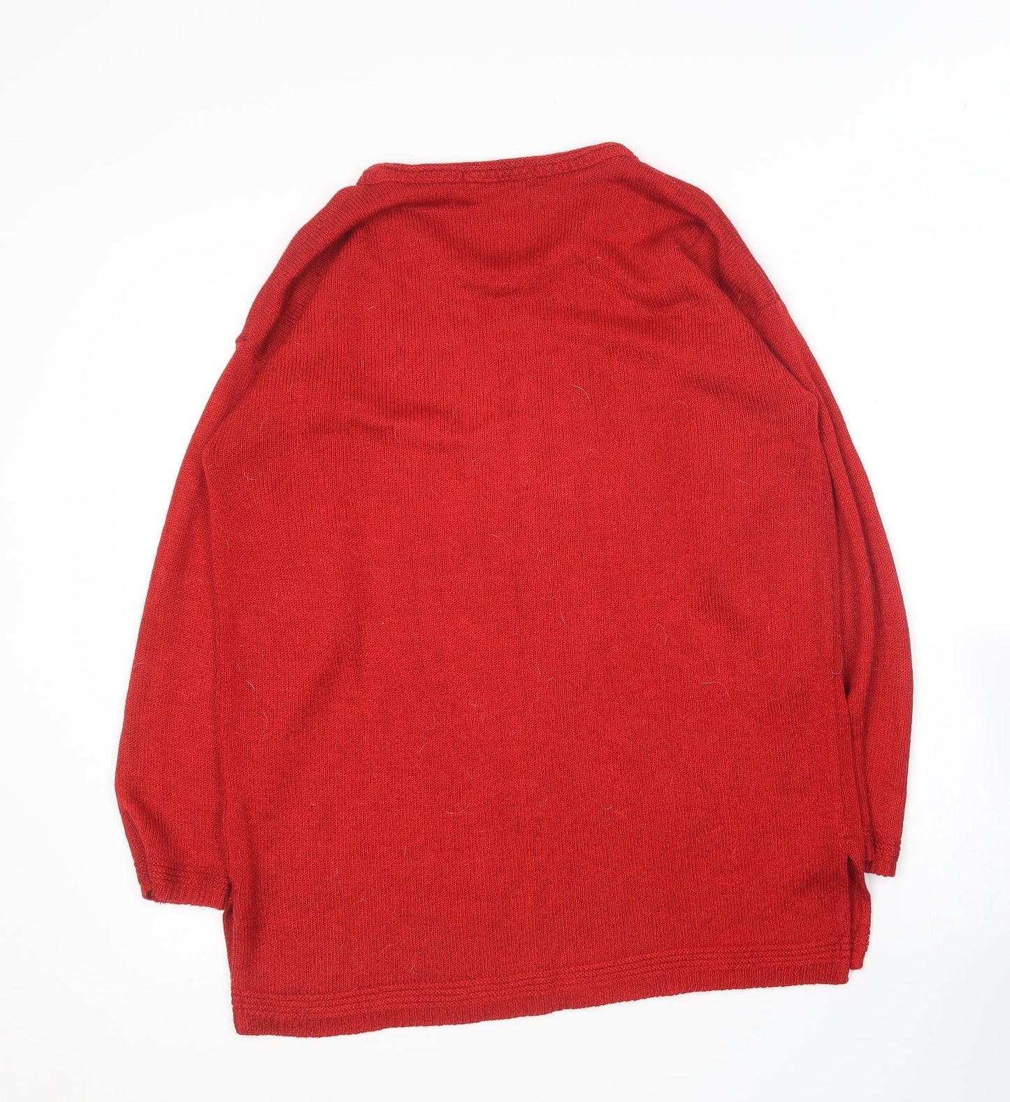 Designs Essesntials Womens Red Round Neck  Acrylic Pullover Jumper Size 10