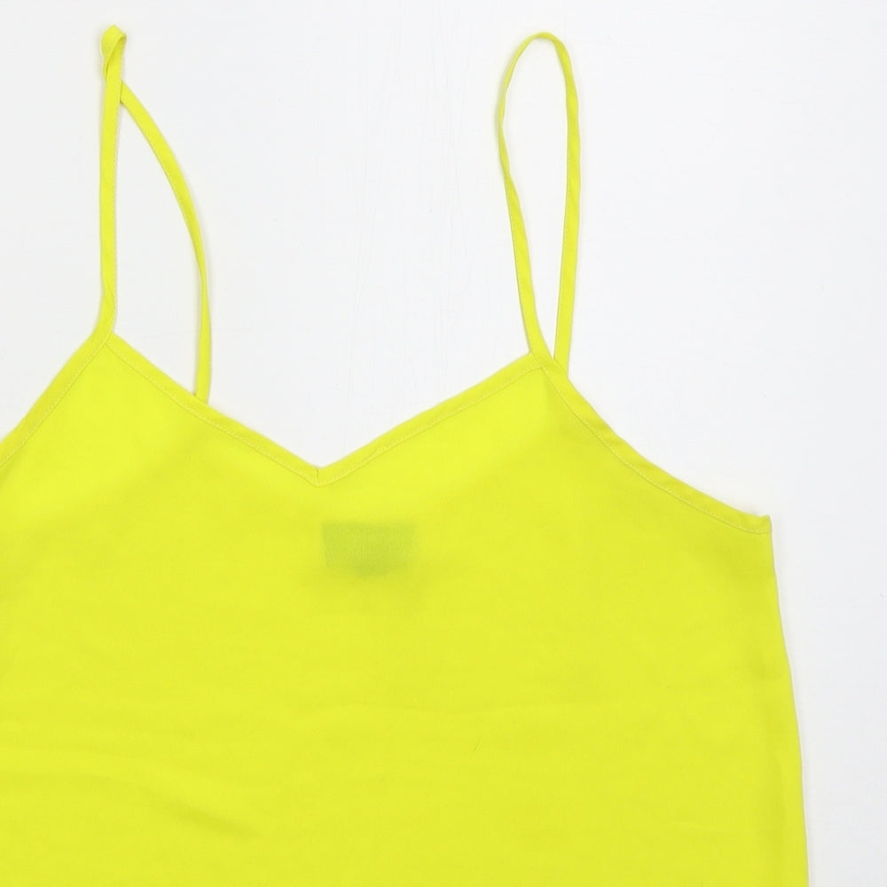 Topshop Womens Yellow  Polyester Basic Tank Size 8 V-Neck