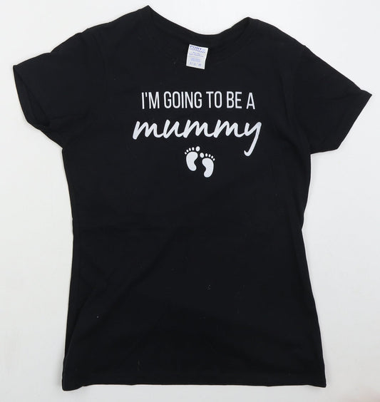 Port & Company Womens Black  Cotton Basic T-Shirt Size M Crew Neck - I'm Going To Be A Mummy