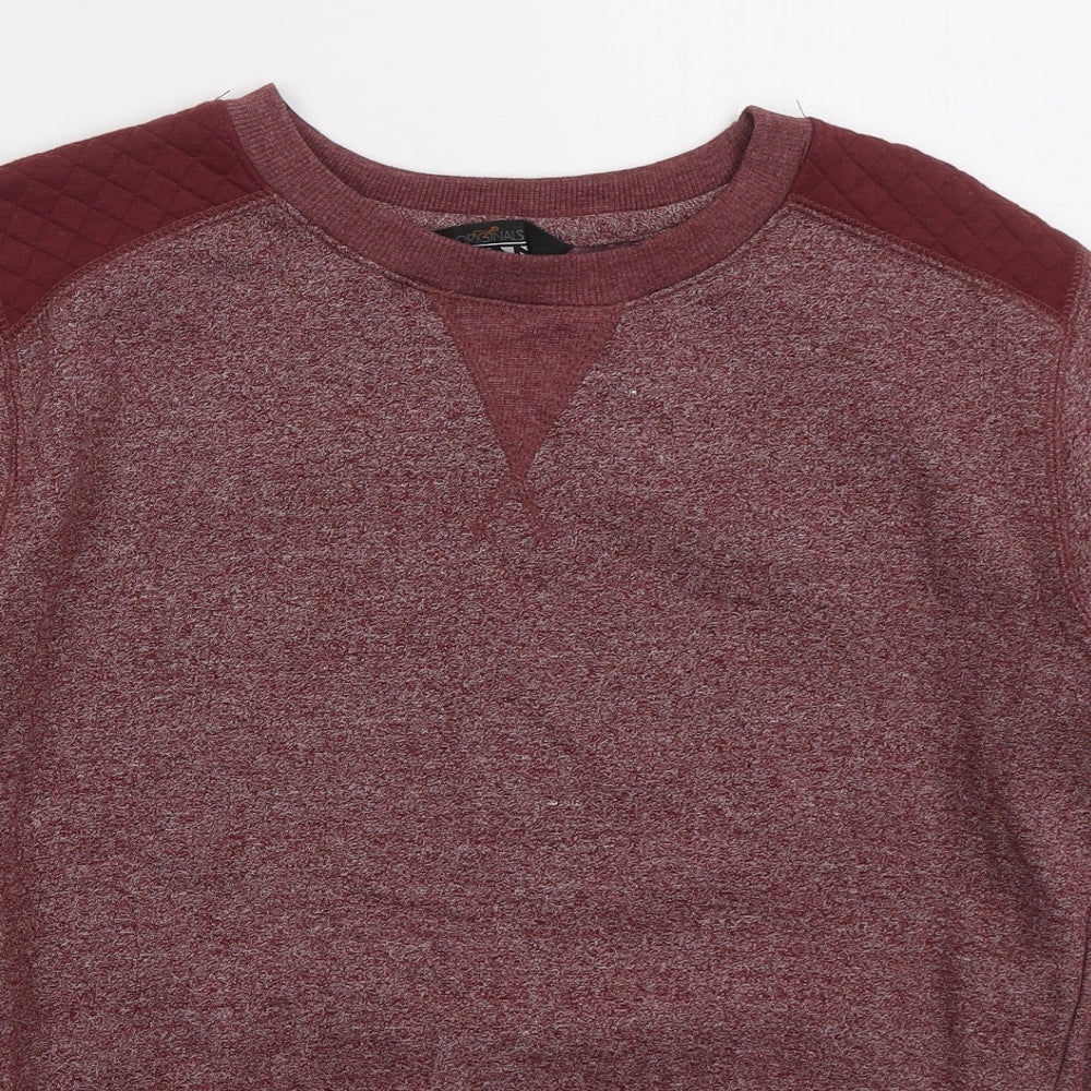 MAN Mens Red  Cotton Pullover Sweatshirt Size S