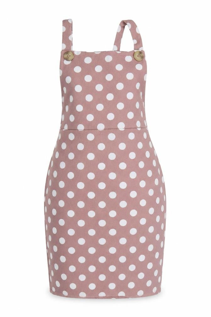 Boohoo Womens Pink Polka Dot Polyester Mini  Size 8  Square Neck Pullover