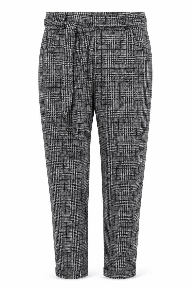 Preworn Womens Grey Houndstooth Polyester Trousers  Size S L26 in Regular