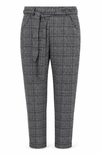 Preworn Womens Grey Houndstooth Polyester Trousers  Size S L26 in Regular