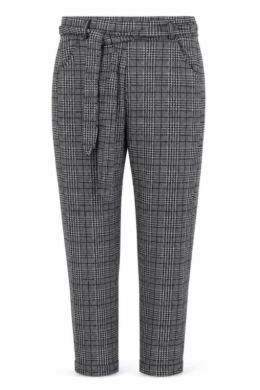 Preworn Womens Grey Houndstooth Polyester Trousers  Size S L26 in Regular