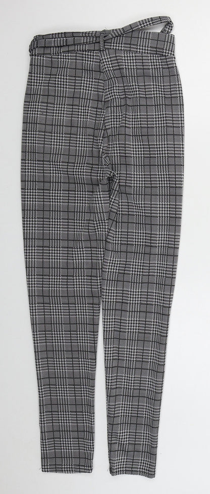 Preworn Womens Grey Houndstooth Polyester Trousers  Size S L26 in Regular