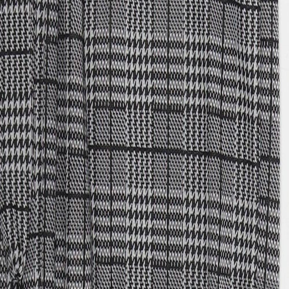Preworn Womens Grey Houndstooth Polyester Trousers  Size S L26 in Regular