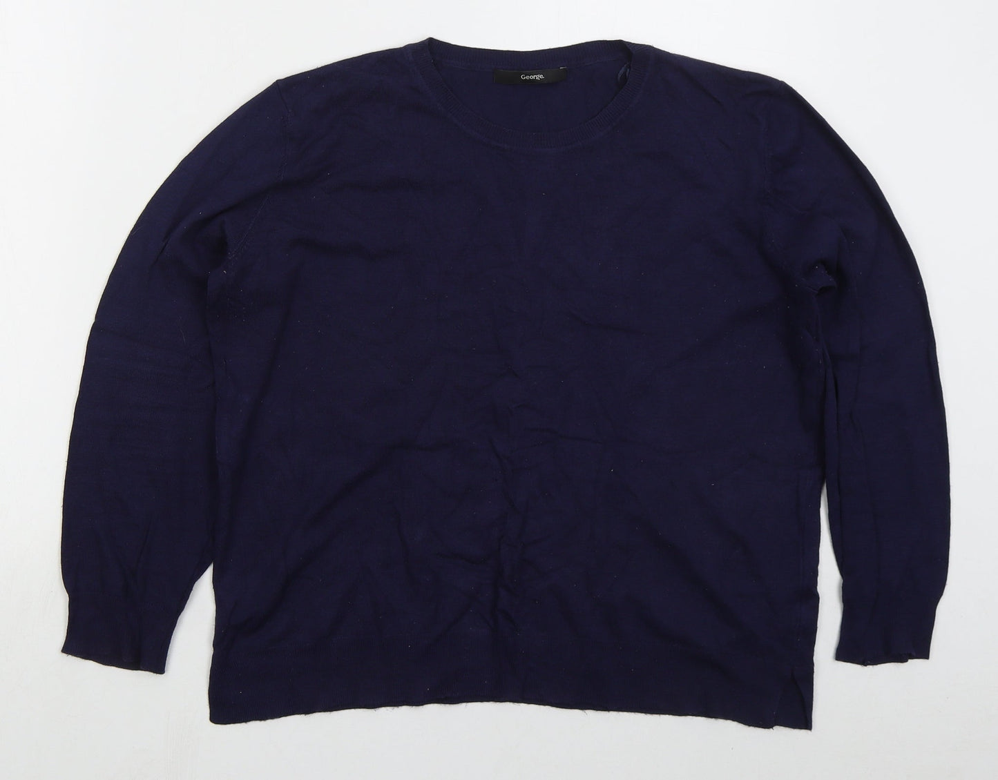 George Womens Blue Crew Neck  Viscose Pullover Jumper Size 14