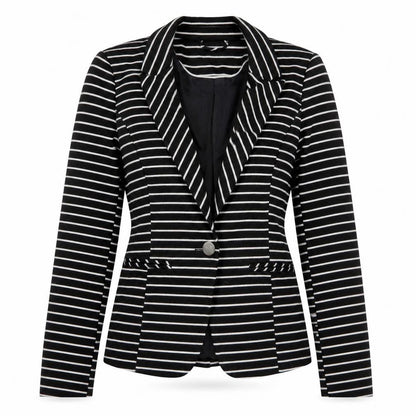 F&F Womens Black Striped Polyester Jacket Blazer Size 10