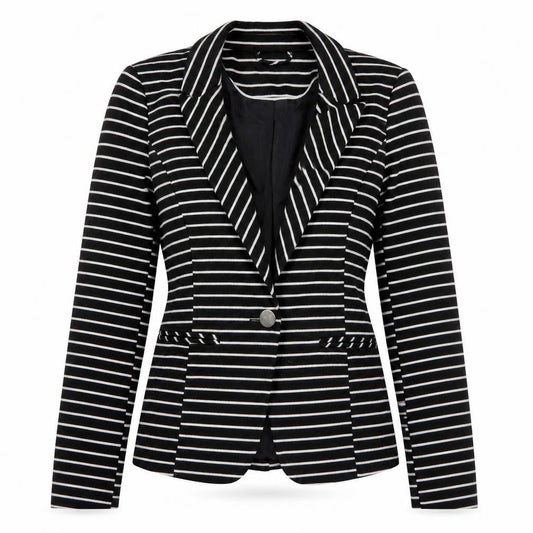 F&F Womens Black Striped Polyester Jacket Blazer Size 10