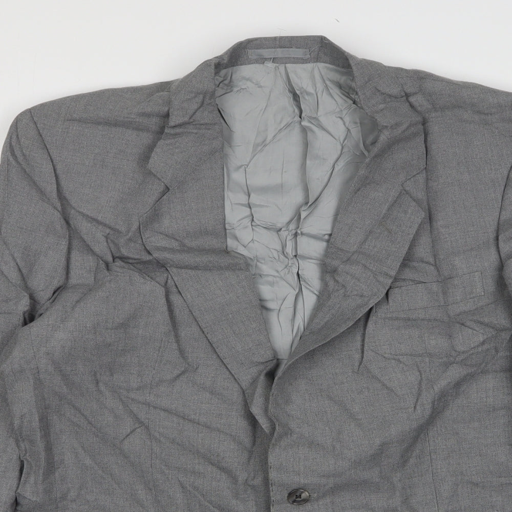 Trevira Mens Grey  Wool Jacket Suit Jacket Size 44