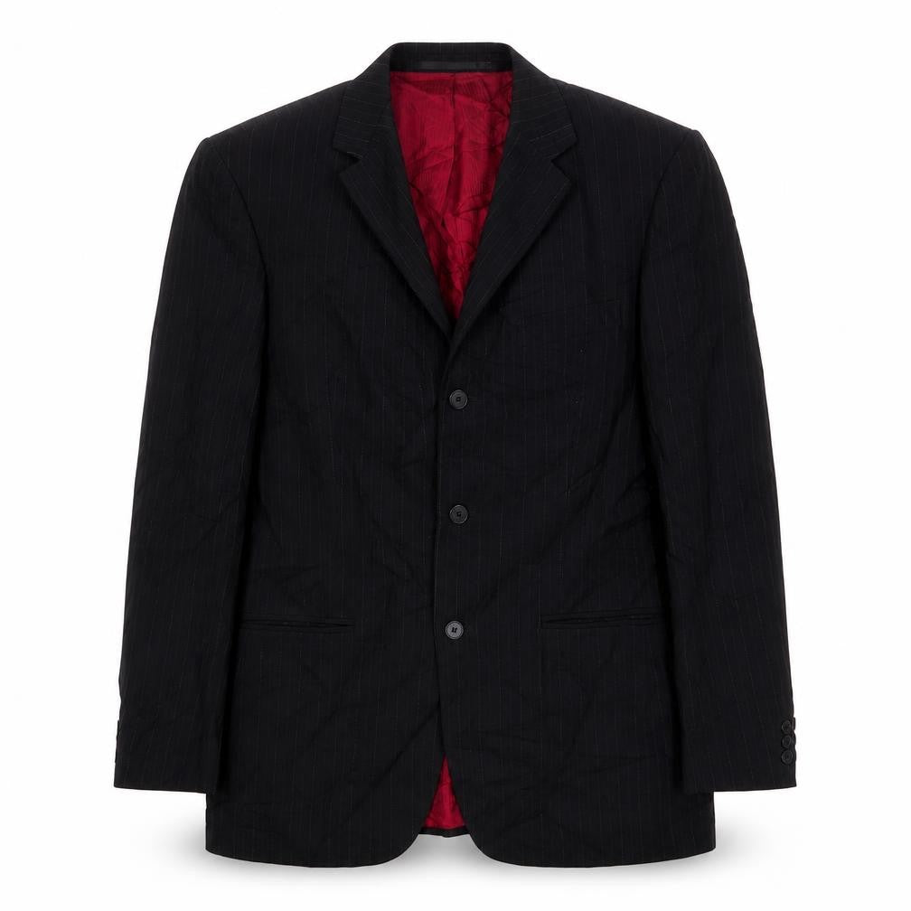 Burton  Mens Black Striped Wool Jacket Suit Jacket Size 40