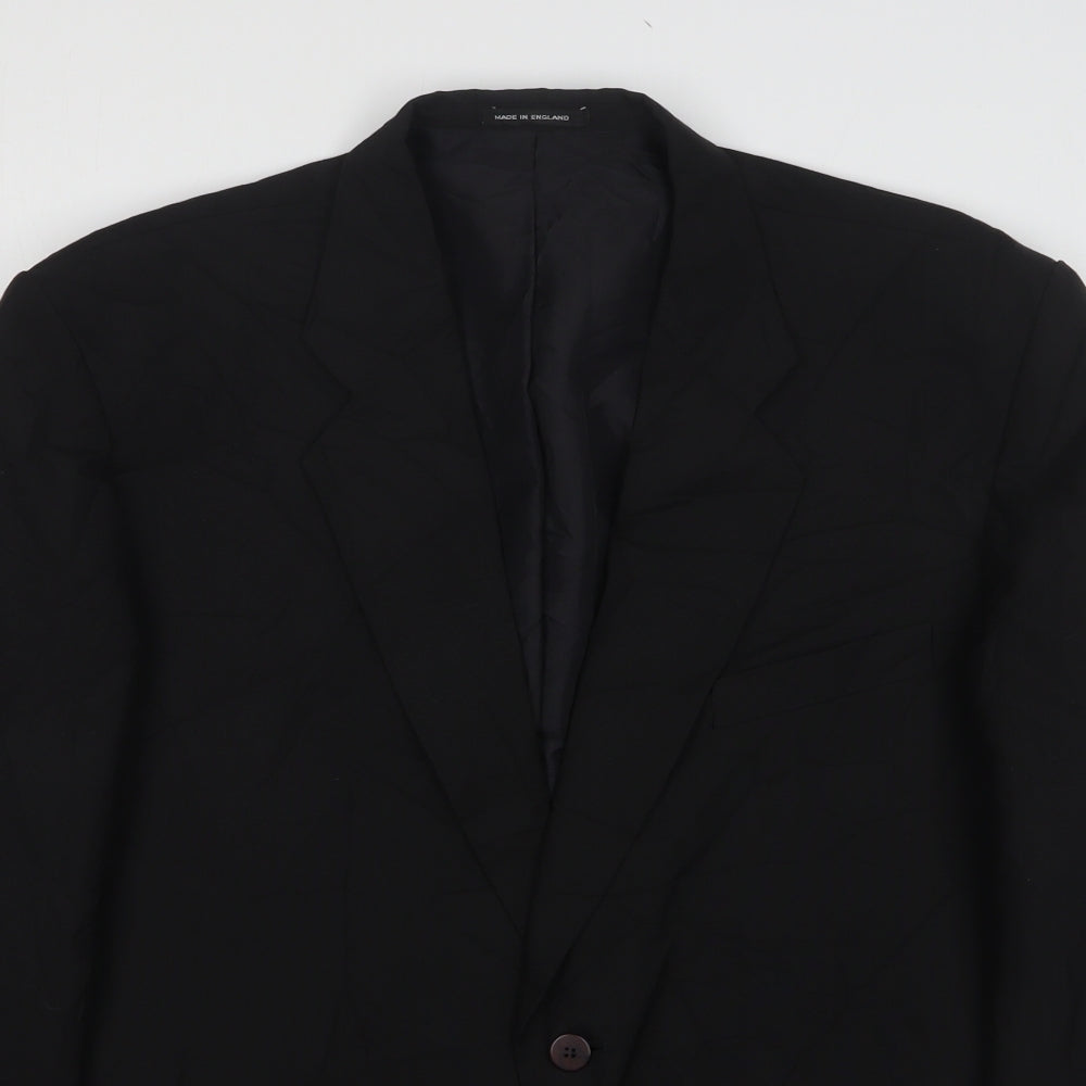 Simon Jersey Mens Black  Polyester Jacket Suit Jacket Size 42
